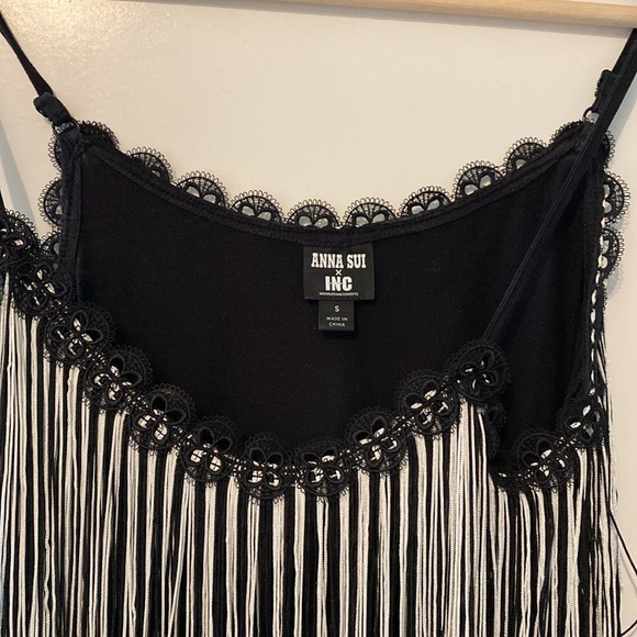 Anna Sui for INC International Concepts. Black fringe tank top. Size small. - Picture 3 of 6